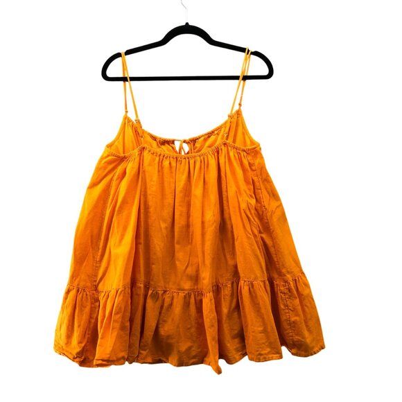 Urban Outiftters Ruffle Cami Top Womens M Orange Tunic Peplum Cotton Adjustable - Picture 2 of 9